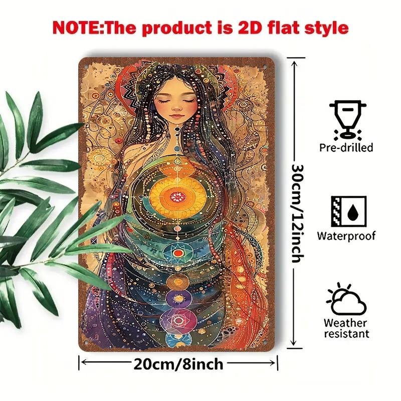 PC Vintage D Flat Metal Sign xIn Mystic Halo Lady Geometric Symbol Home Wall Decor
