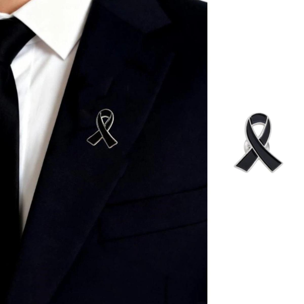 

10Pcs Black Ribbon Pin Badge Brooch Funerals Memorial Pin Enamel Black Ribbon Alloy Pin Badge Brooch Clothing Accessory Pin onesize