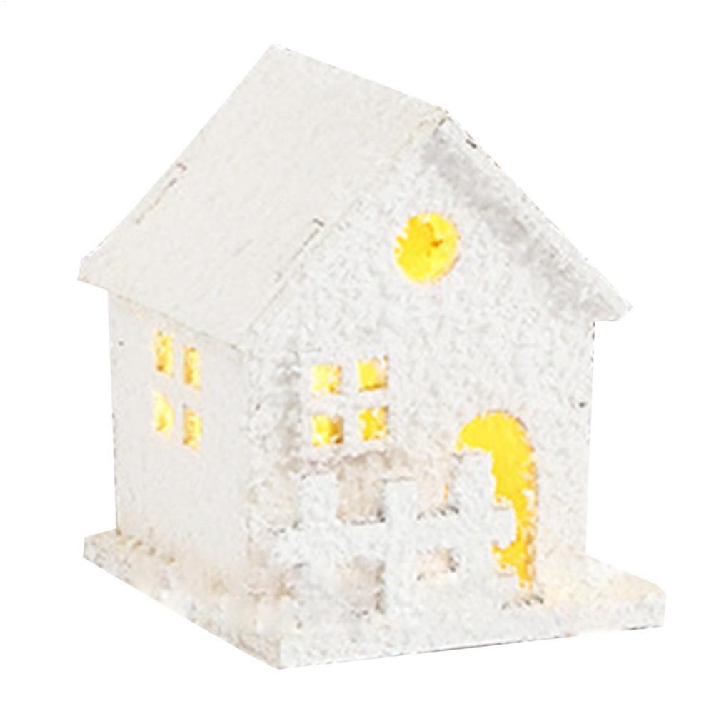 Keramisk Julelandsby Hus Ornament LED Opplyst Juletrehytte Skrivebord Hjem Pynt Julelampe Romdekor