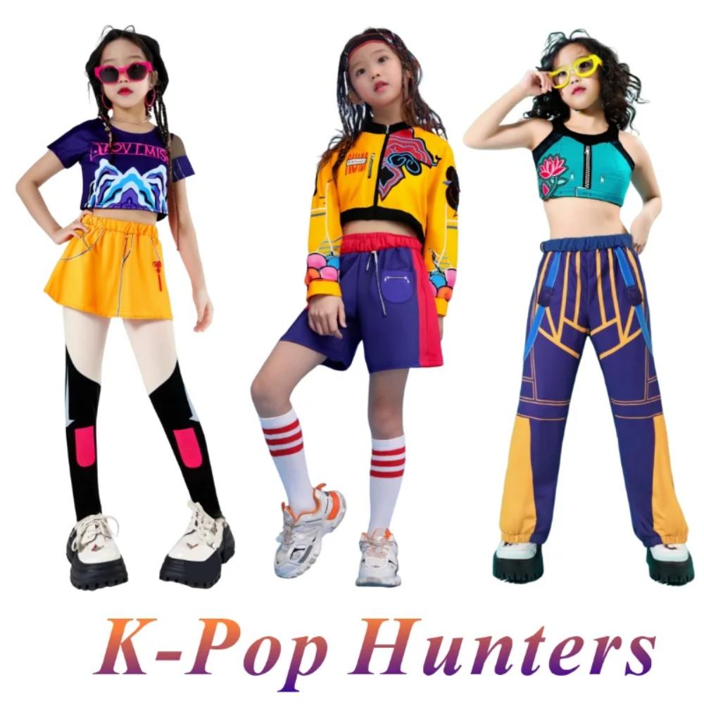 Children Zoey Mira Rumi Demon Hunters Cosplay Costume for Girl Halloween Movie K-Pop Group Idol Role Play Flying Sleeve Dress