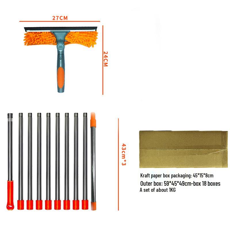 Dual-Sided High-Rise Window Cleaning Squeegee: Efficient Glass Cleaner for Easy Two-in-One Use