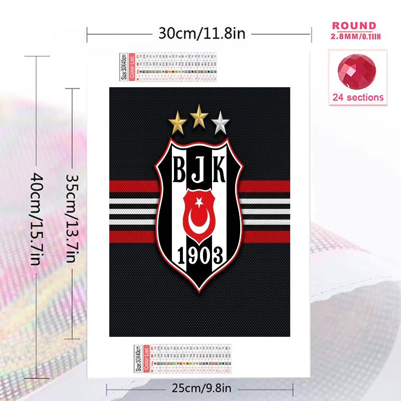 Besiktas J.K 100% Round Full Drill 5D DIY Diamond Painting Embroidery Cross Stitch Rhinestone Décor