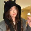 Lovely Devil Ear Knit Hat With Neck Wrap Breathable Pullover Hat For Women Daily Outfit and Outdoor Cycling Walking