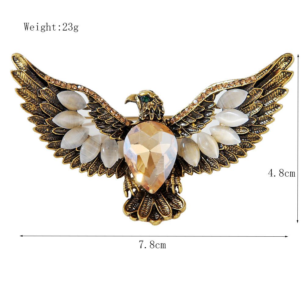 Europeu e americano criativo opala asas de águia retro personalizado broche animal alfinete acessórios de roupas broche