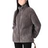 Women's Gray Double-Sided Fleece Hoodie Jacket, Plus Velvet, Thickened, Windproof Stand Collar, Long Sleeve, Warm Outerwear for Autumn/Winter