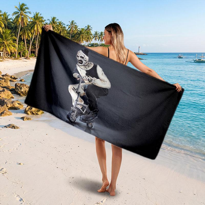 Large Beach TowelTerrifier Art the Clown Soft Absorbent Towel Beach Bath Home Use