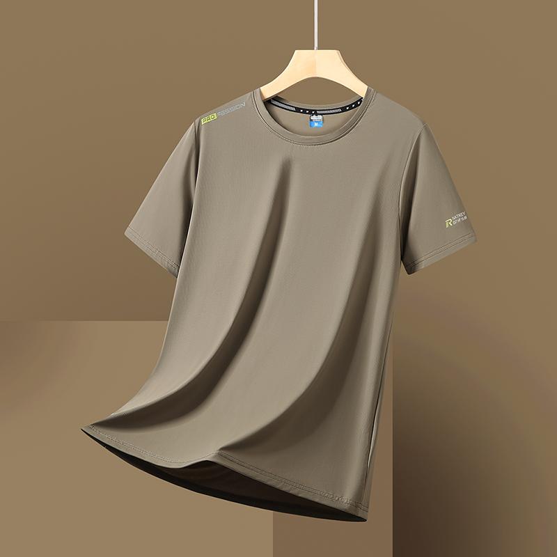 Short-sleeved Thin Ice Silk Short-sleeved Men's Sports Short-sleeved Casual T-shirt Outdoor Casual Sports Quick-drying Short-sleeved Men's Plus Size