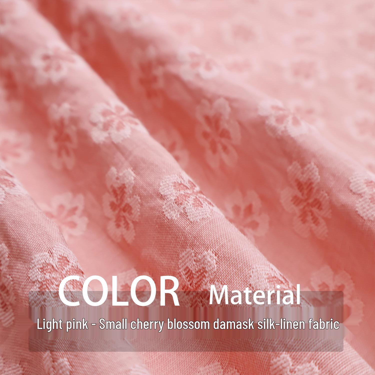 

Светло-розовая жаккардовая ткань из тенселя и льна с вишневым цветом для ханьфу