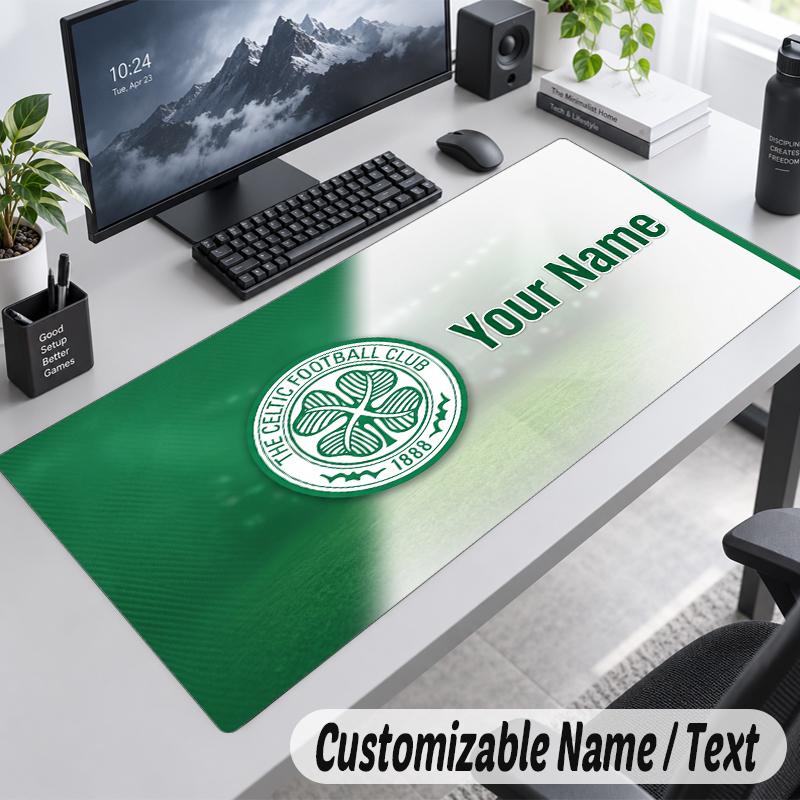 Custom Name Text Mouse Pad Celtic FC Personalized Desk Pad For Work And Gaming