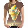 Fun Ice Cream 3D Print T-Shirt Fashionable Hip-Hop Casual Top Comfortable Women's Style