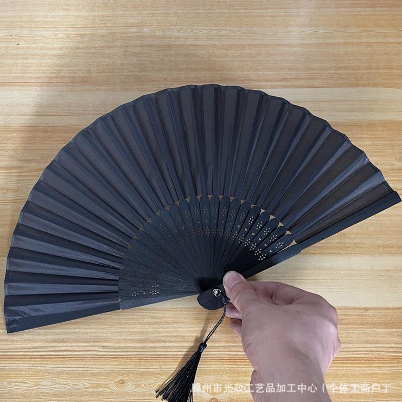 

Summer Portable Folding Fan With Polka Dot Printed Fan One Size чёрный