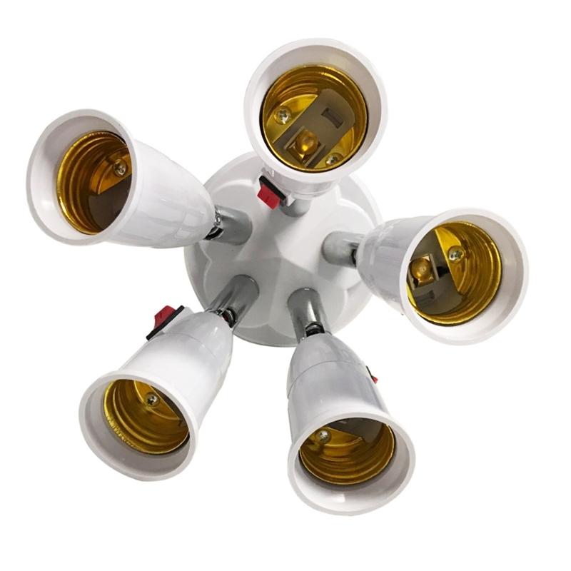 360 Grad verstellbarer 2/3/4/5 in 1 E27 Splitter Steckdosenadapter E27 Standard LED-Birnen verstellbar für Büroflur