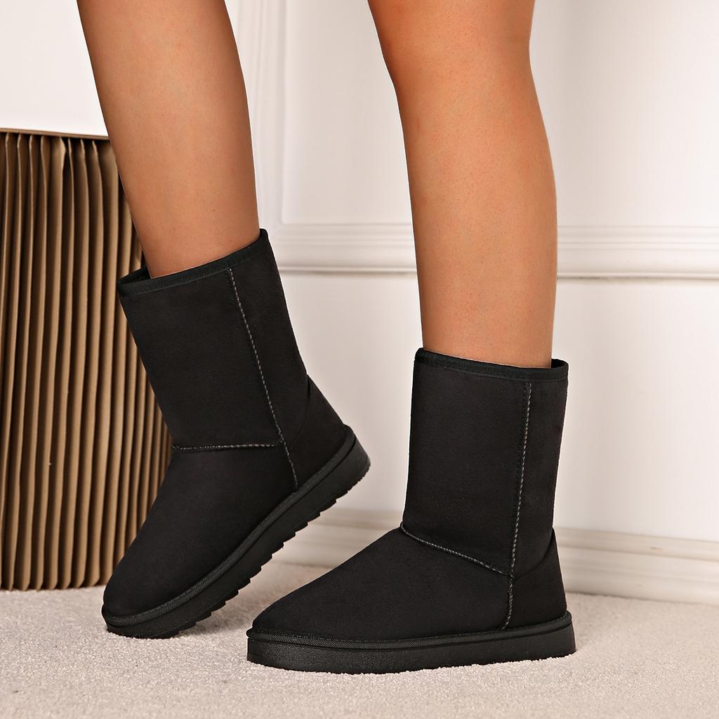 Women's lightweight and comfortable winter warm and cold padded snow boots non-slip wear outdoor casual sneakers mid-calf cotton boots