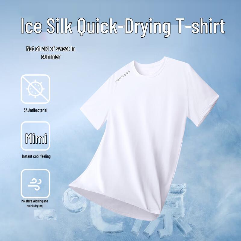 ROMON Men's 3A Antibacterial Ice Silk Quick-Dry Jacquard T-Shirt