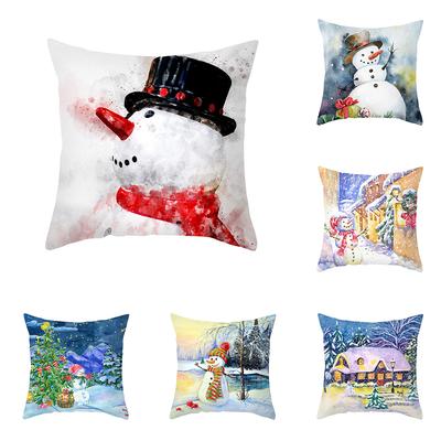 Weihnachtsdekoration Schneemann Druckmuster Kissenbezug Home Wohnzimmer Sofa Dekoration Kissen Kissenbezug