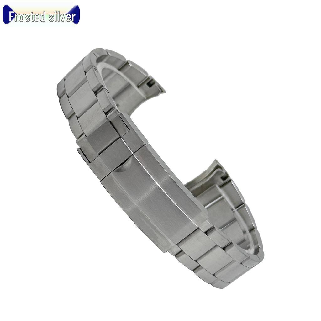 Stainless Steel Curved End Watch Band, Fits Rolex Submariner Three-Link Series, 20mm, with Safety Clasp.