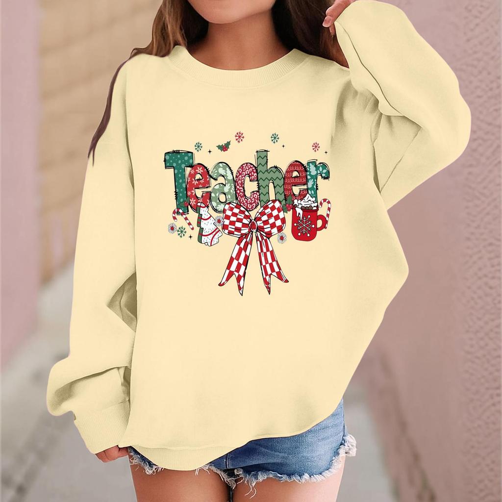 Children's Fashionable Casual Long-sleeved Loose Christmas Print Pullover Sweatshirt