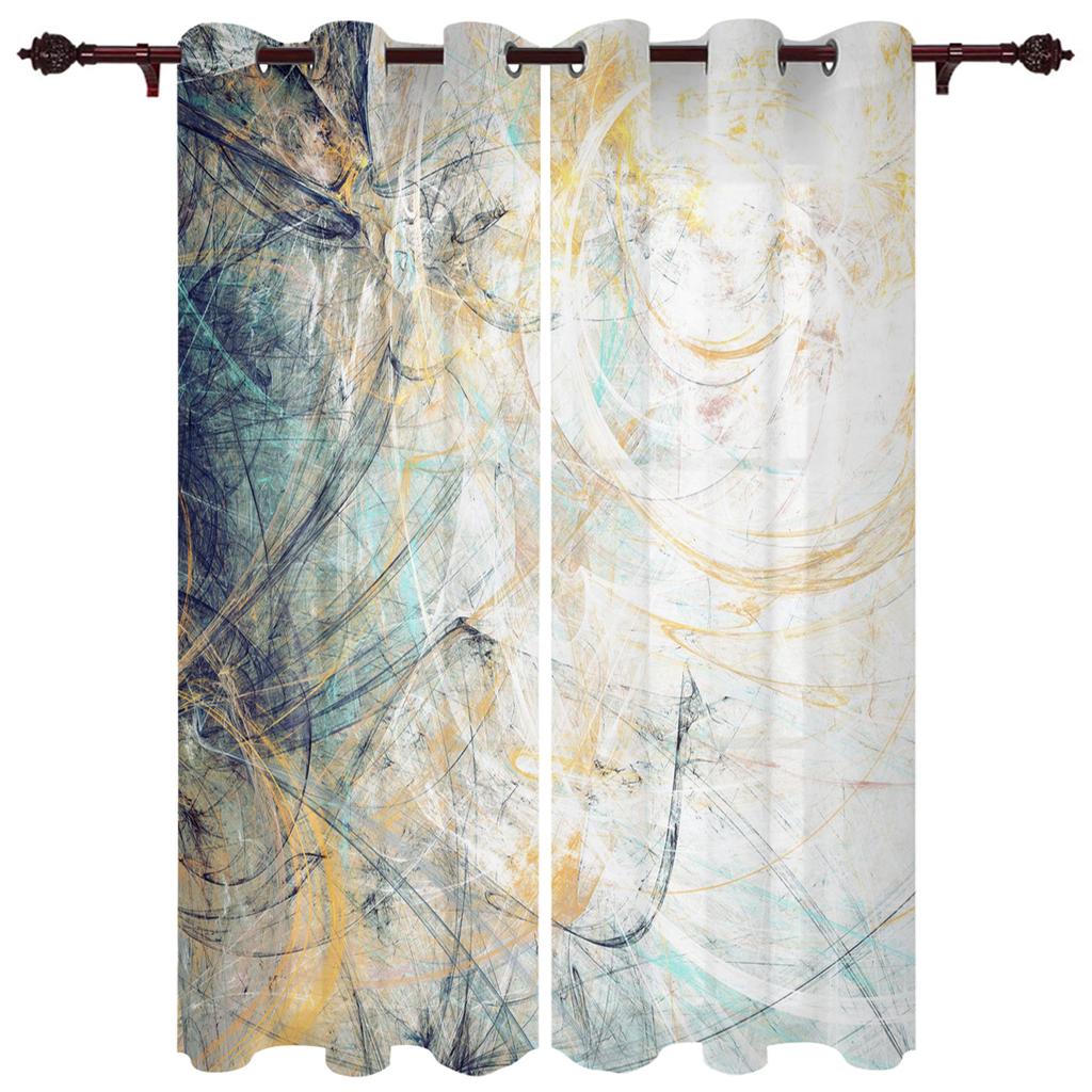 Olieverf Abstract Geometrisch Geel Gordijnen Woondecoratie Woonkamer Gordijnen Badkamer Slaapkamer Raamgordijnen
