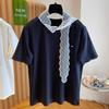 Korean Style Women's Cool Lace Ribbon Short-Sleeve T-Shirt - 2025 Summer Fashion