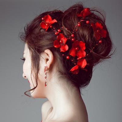 Dammode Blommor Faux Pärlpärlor Hårbonad Huvudbonad Brudhårstillbehör