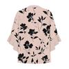 Women's Summer Tops V Neck Three-quarter Sleeves Floral Print Flowing Ruffle Sleeves Half-button Shirt