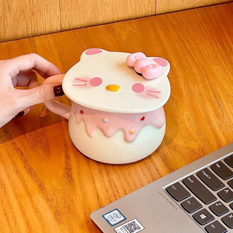 Dárková sada k narozeninám roztomilý dívčí hrnek s kočkou a srdíčkem keramický pro dívku dárek k narozeninám prémiový smysl dárková krabička