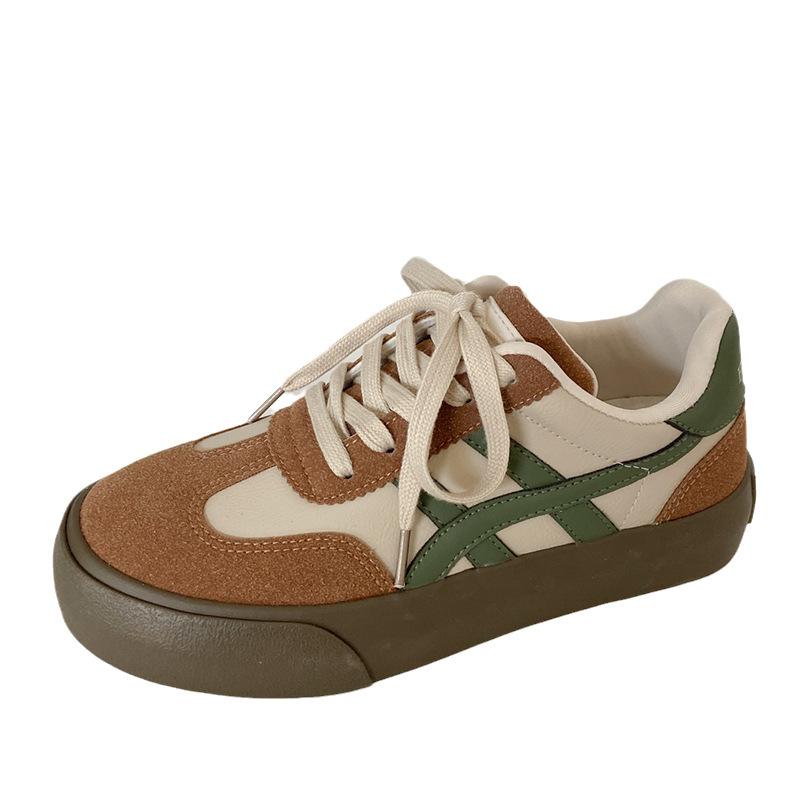 

H1256 Spring 2024 New German Training Shoes Women s Niche Retro Hong Kong Style Flat Bottom Student Korean Version Versatile Board Shoes 40 світлого кольору хакі