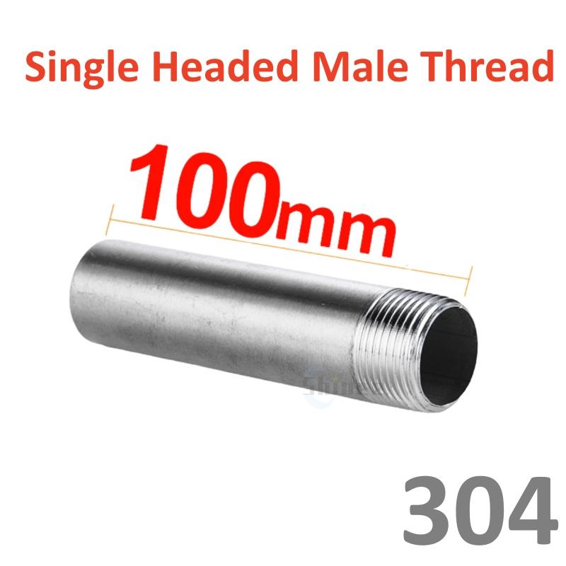 50/200mm Length 1/8" 1/4" 3/8" 1/2" 3/4" 1" -2" single-head Male Threaded Pipe Fittings Stainless Steel SS304 Connector Adapter