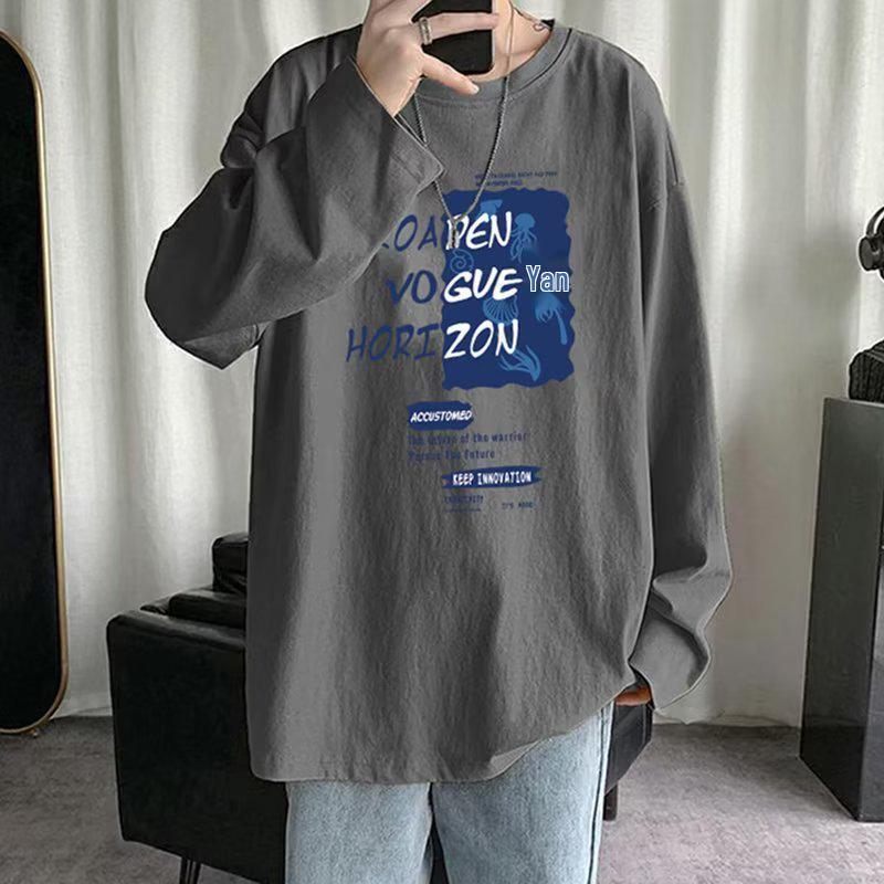 Sweat à capuche imprimé décontracté ample pour homme, haut à manches longues et col rond pour le printemps et l'automne