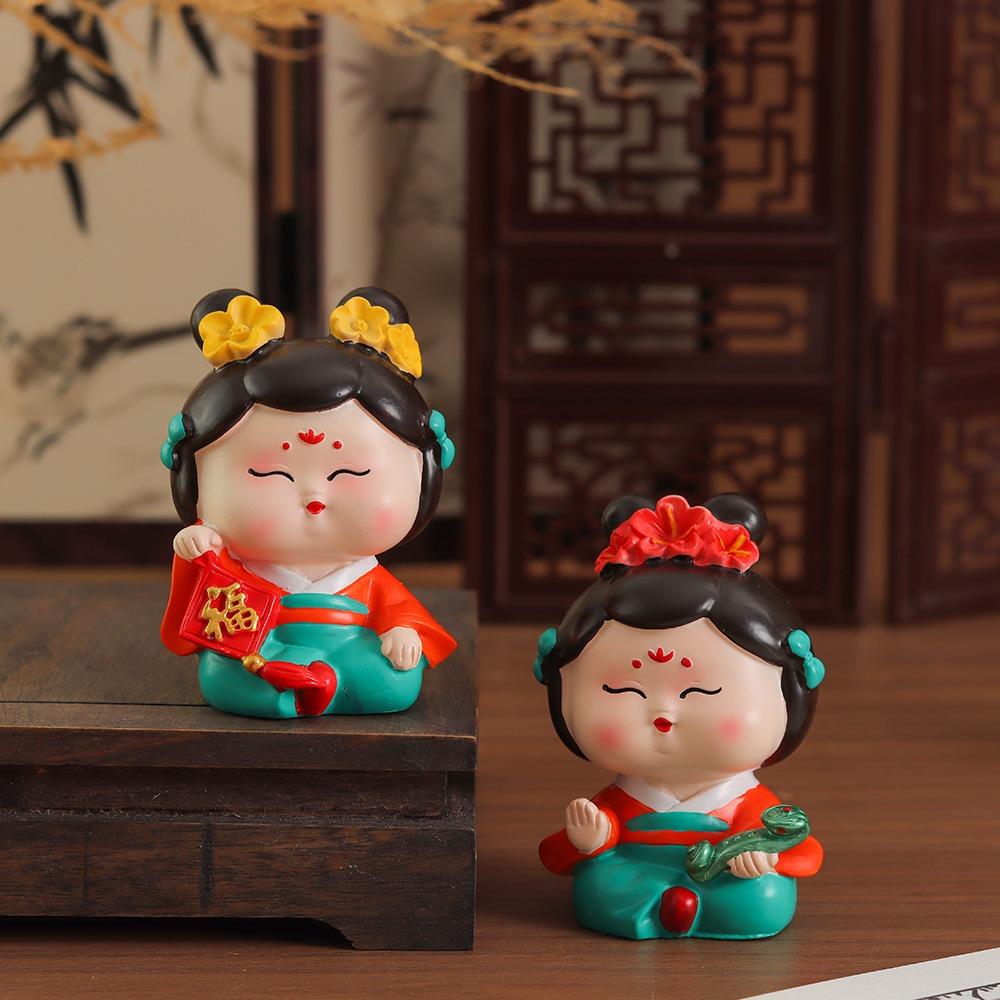 Art Craft Car Cute Doll Ornament Decorative Tang Dynasty Woman Figurine  Bookshelf