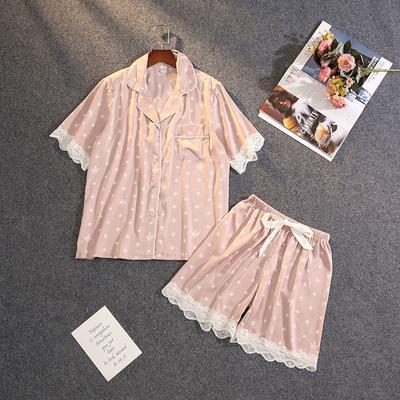 Pigiama estivo nuovo pigiama da donna con pantaloncini a maniche corte in pizzo sexy sottile in seta di ghiaccio