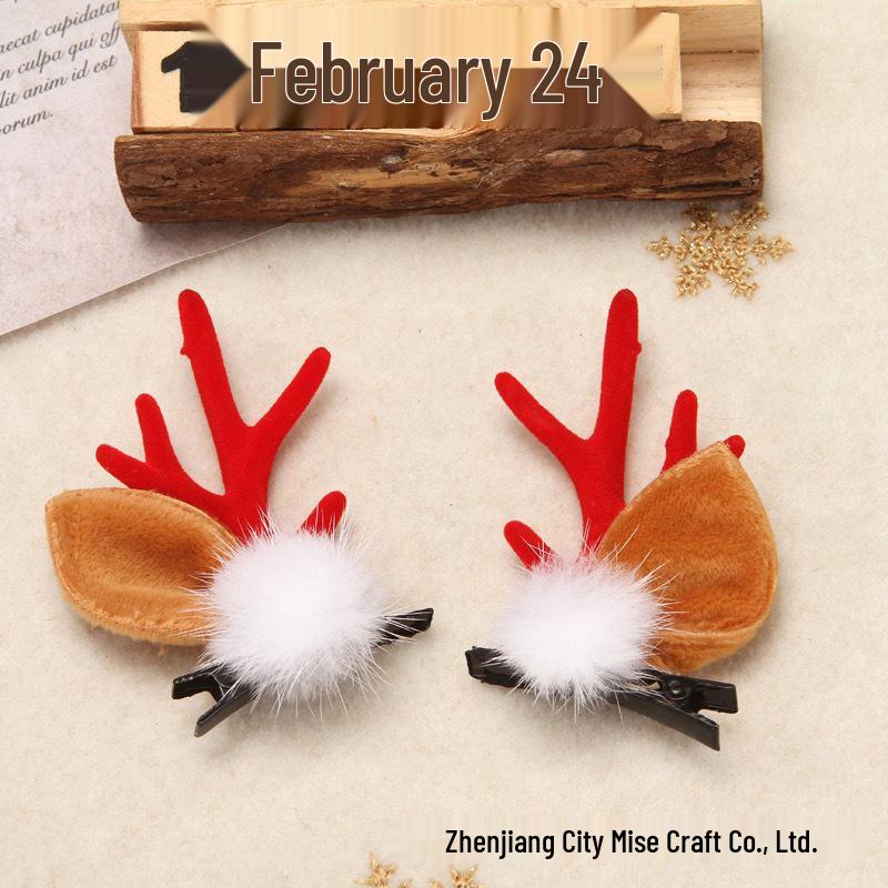 Christmas Reindeer Antler Hair Clips - Festive Elk Headwear Accessories