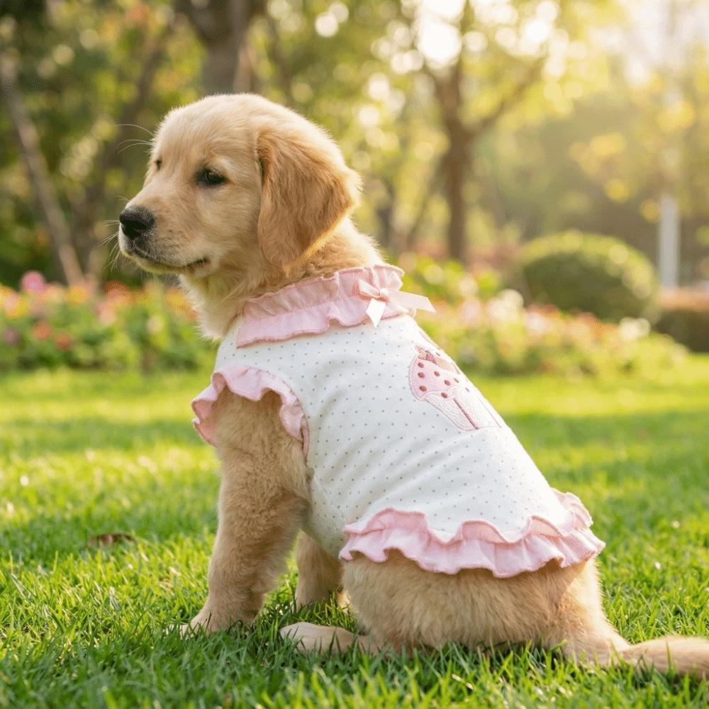 Breathable Pet Dress Shirt Ruffles Design Pet Princess Dress Dog Floral Lace Skirt Photography