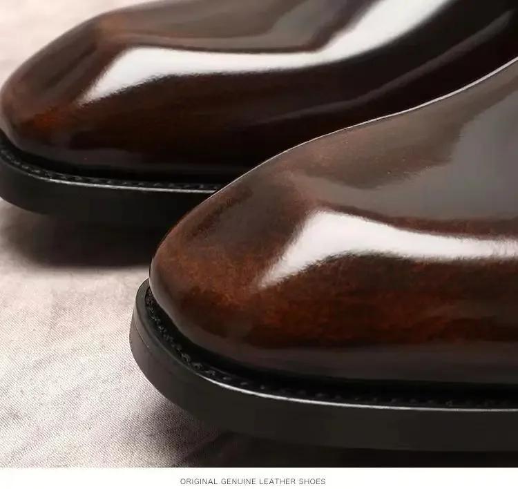 Fashion Handmade Mens Wingtip Oxford Shoes Grey Leather Brogue Men's Dress Shoes Classic Business Formal Shoes for Men Zapatillas Hombre