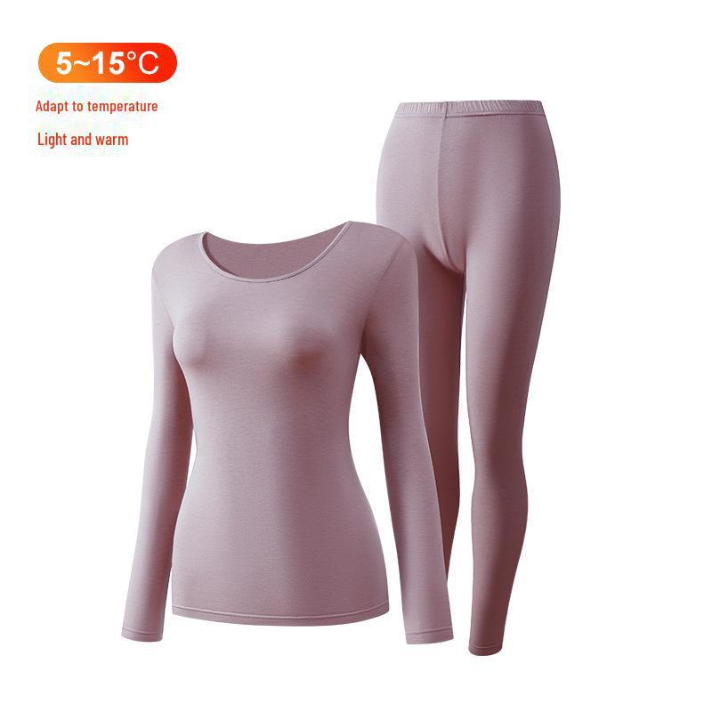Leica Pure Cotton Antibacterial Thermal Underwear Set: Women's Round Neck, Lightweight Warm Autumn Clothes and Trousers