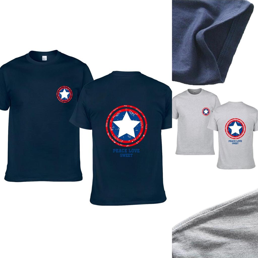 Classic Captain America Men's Casual T-shirt With Short Sleeves And O-neck Design