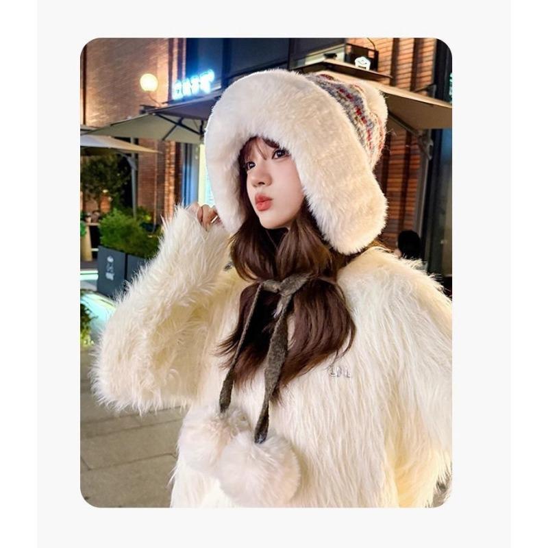 Women S Cute Plush Knit Winter Hat Earmuff Warm Lei Feng Hat