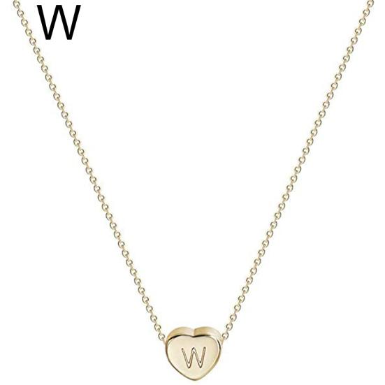 Fashion Women Letter Heart Pendant Titanium Steel Chain Necklace Jewelry Gift