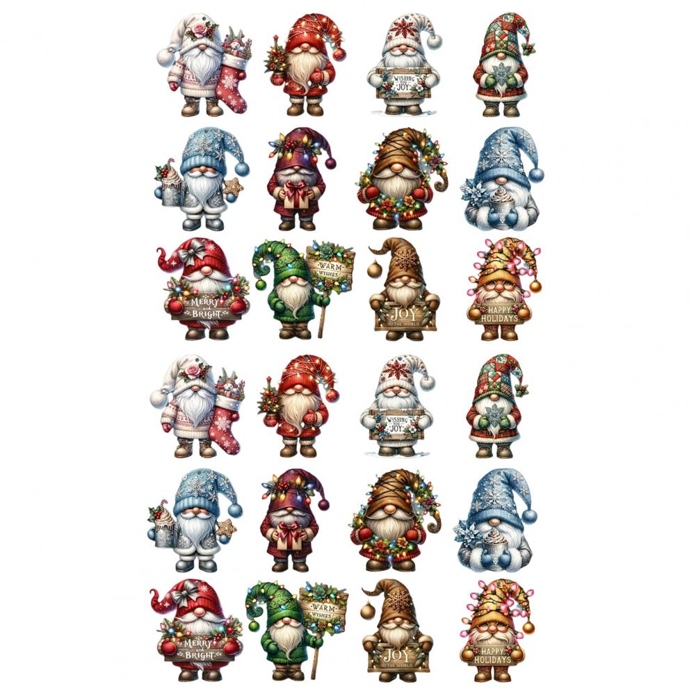 24 Pcs Christmas Tree Pendant Wooden Cartoon Hanging Ornaments Santa Snowman Dwarf Ornaments for Christmas Tree Home Party