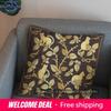 2D Golden Cats And Branches Pillow Cover Pattern Cushion Cover Suitable For Sofa Bedroom Car Pillow Cover