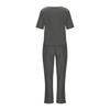 Women's Plus Size Cotton Retro Short Sleeve Crew Neck Straight Leg Tied Trousers Sets