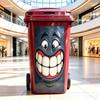 Funny Cartoon Face Trash Bin Sticker Water Block Vivid Expression Recycle Bin Sticker Easy Paste Sun Proof Tough Bin Wrap Decal
