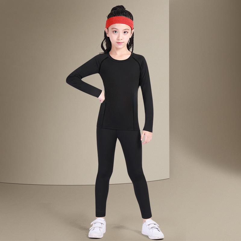 Girls' Warm Quick-Dry Sports Base Layer Set - Winter Training Suit for Basketball & Football