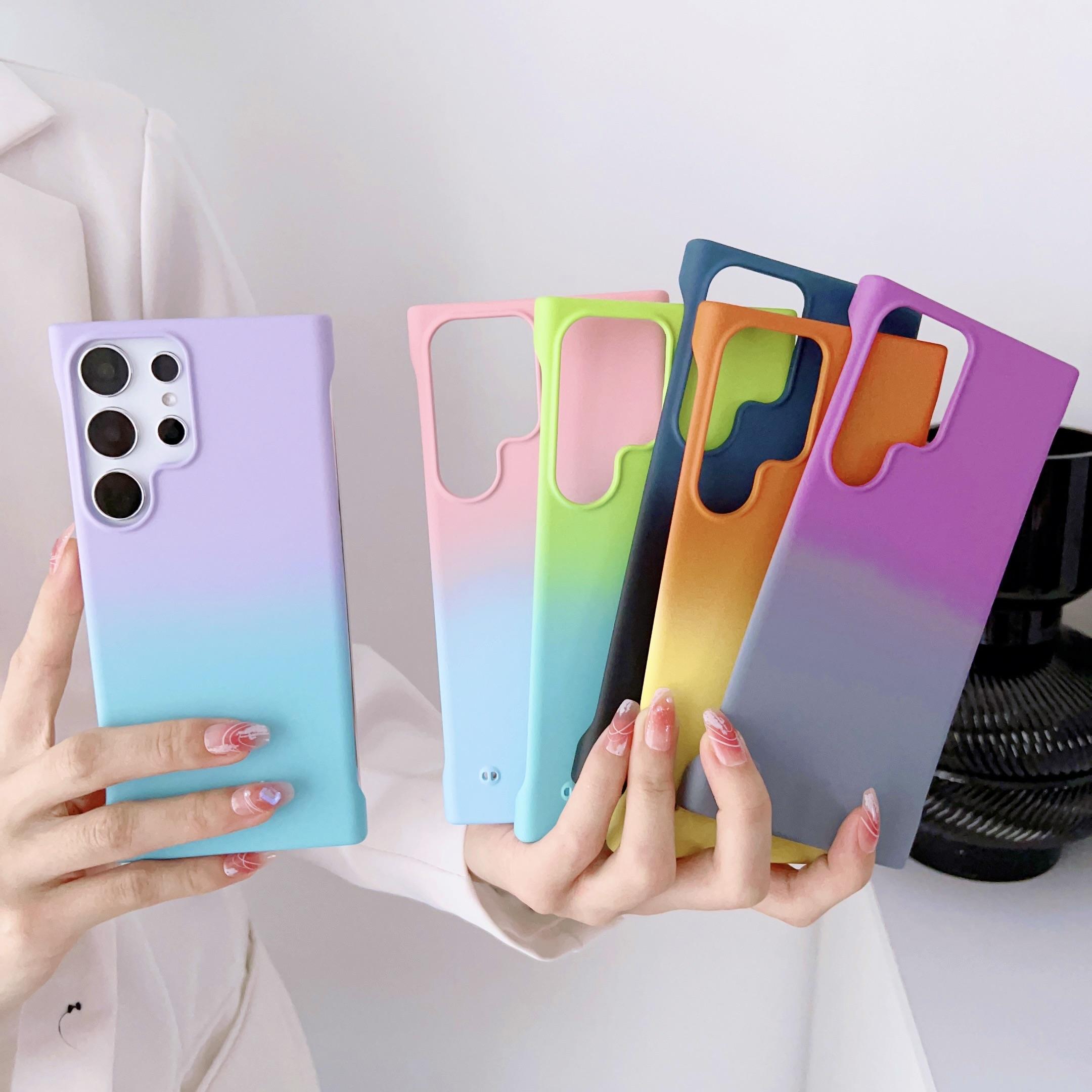 

Градиентный безрамочный чехол для телефона для Samsung S23 Ultra S22 Plus без полей Doudle Color Skin Sensation Жесткий противоударный чехол для ПК для S 23 5G S23ultra