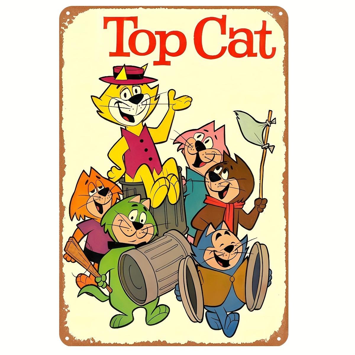 

Top Cat Retro Metal Wall Art Cartoon Characters Tin Sign PreDrilled WeatherResistant Iron Plaque for Bedroom Bar for Ma 20x30cm（7.8x11.8inch）