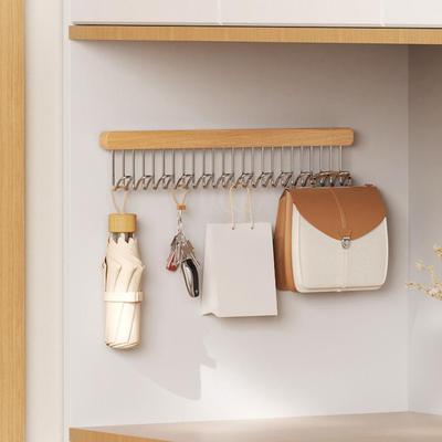 8/12 Hooks Retractable Wood Clothes Hanger Multi-Functional Bra Storage Hanger Wall-Mounted Wardrobe Hanger Clothes Organizer