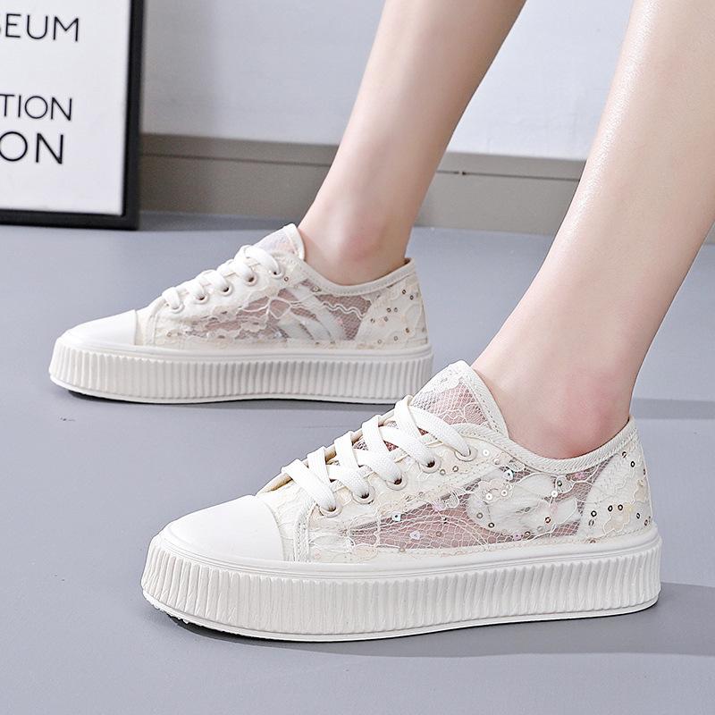 Net Surface Breathable Little White Shoes Female 2023 Summer New Student Street Shot Flat Casual Shoes Female