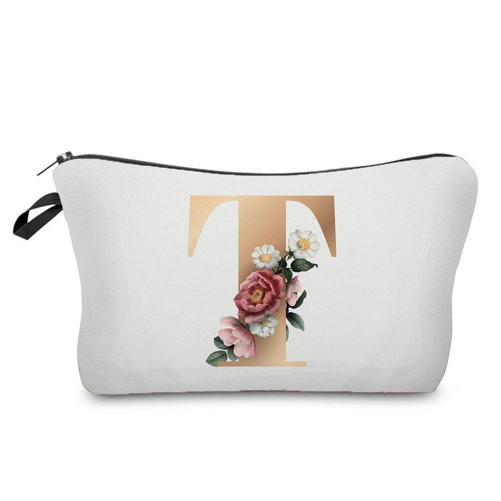 Geantă Cosmetică cu Imprimeu Litere Aurii pentru Femei Organizator pentru Articole de Toaletă Geantă de Depozitare pentru Călătorie 6719