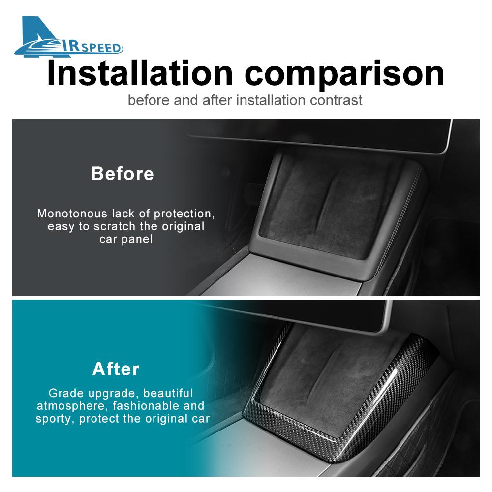 Real Hard Carbon Fiber Wireless Charging Frame Protect Trim Cover For Tesla Model 3 Highland 2025 Car Interior Accessories