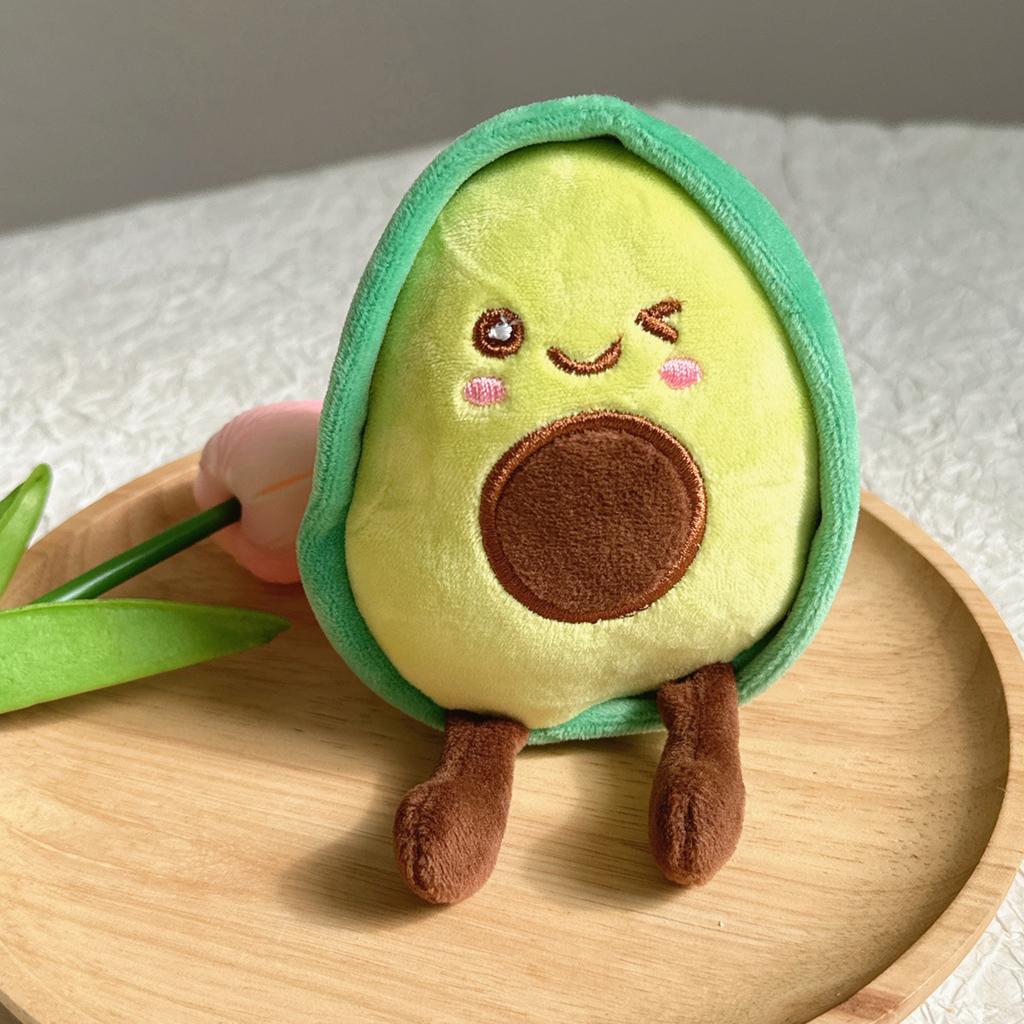 Stylish Avocado Pendant Keychain Fashionable Plush Toy Accessory Soft Polyester Yolk Bag Charm for Girls and Women
